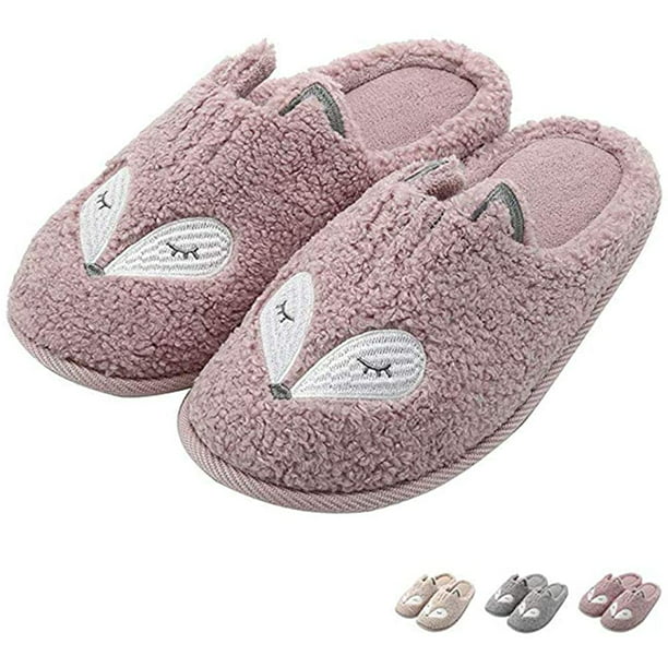 Womens Warm Slippers Ladies Cute Winter Indoor&Outdoor Fleece Soft Home Slippers Warm Cotton Shoes 
